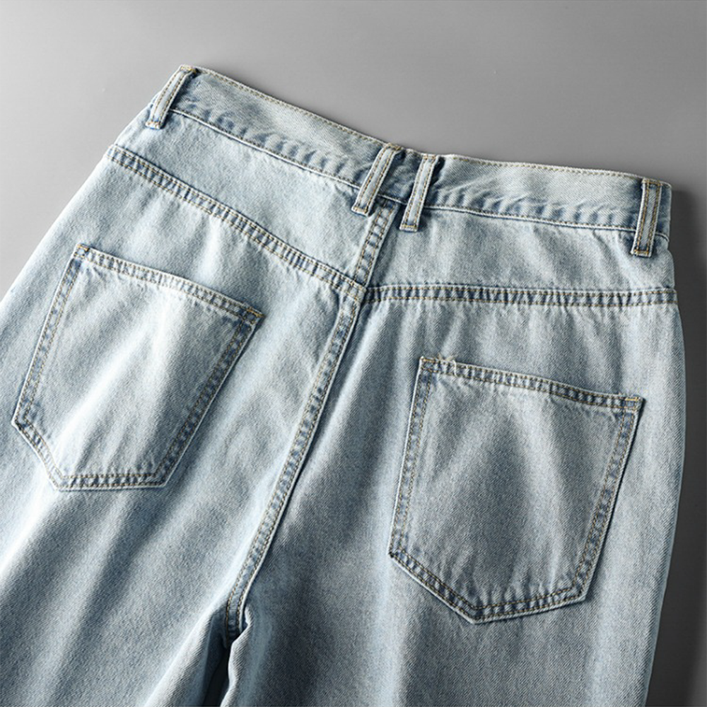 Men's Summer Straight Jeans 9/10 Length Casual Pants