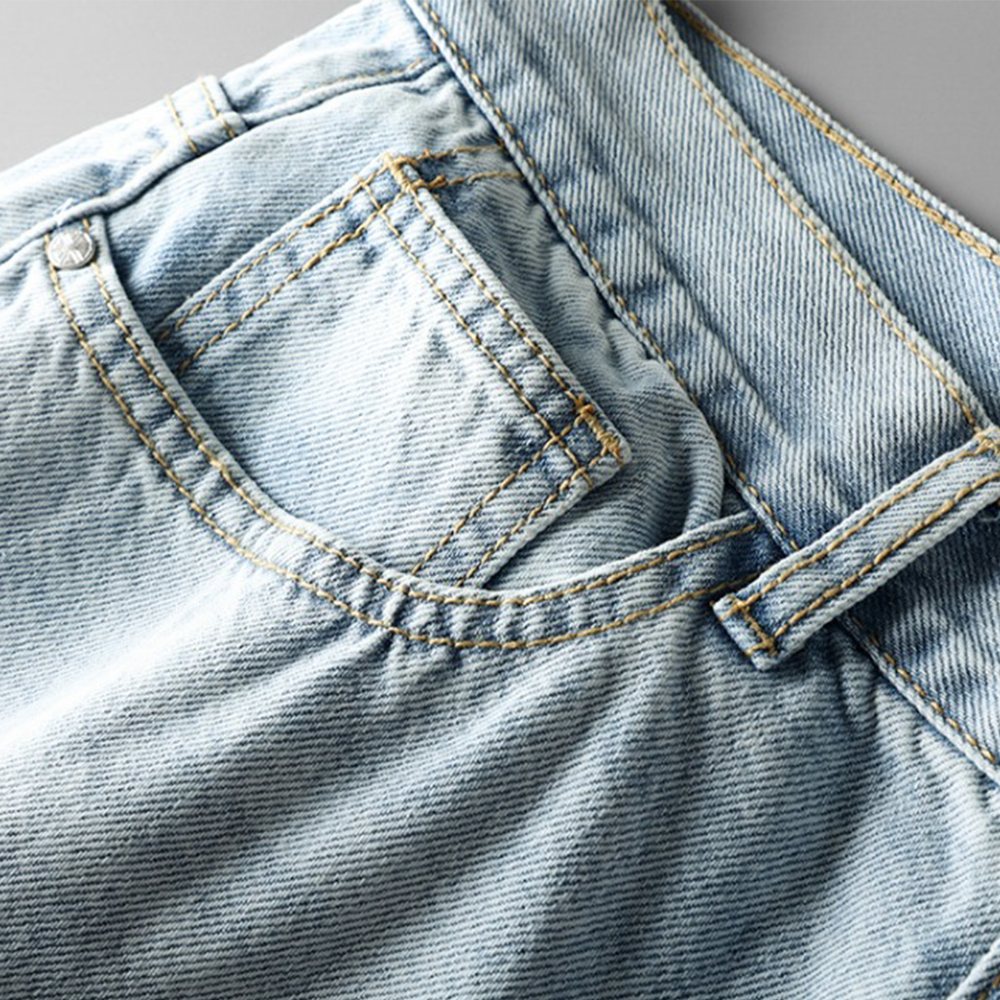 Men's Summer Straight Jeans 9/10 Length Casual Pants