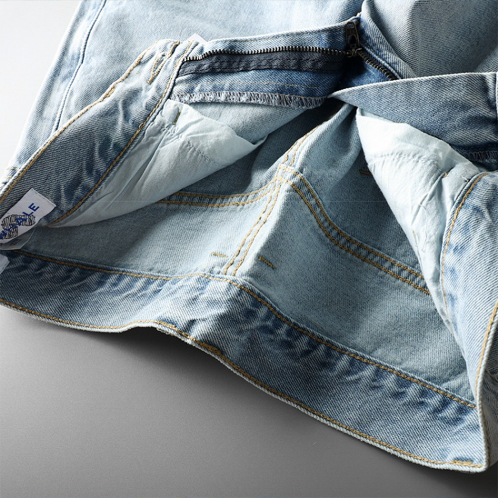 Men's Summer Straight Jeans 9/10 Length Casual Pants