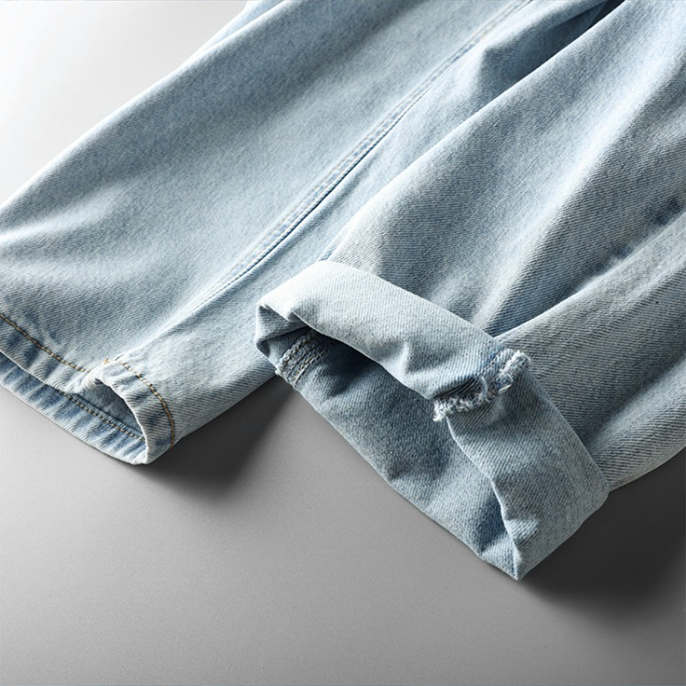 Men's Summer Straight Jeans 9/10 Length Casual Pants