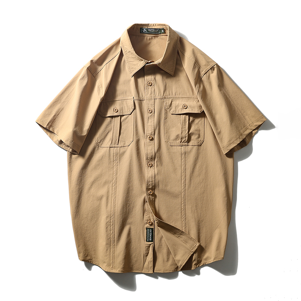 Summer Thin Style Ice Silk Outdoor Quick-Dry Short Sleeve Shirt