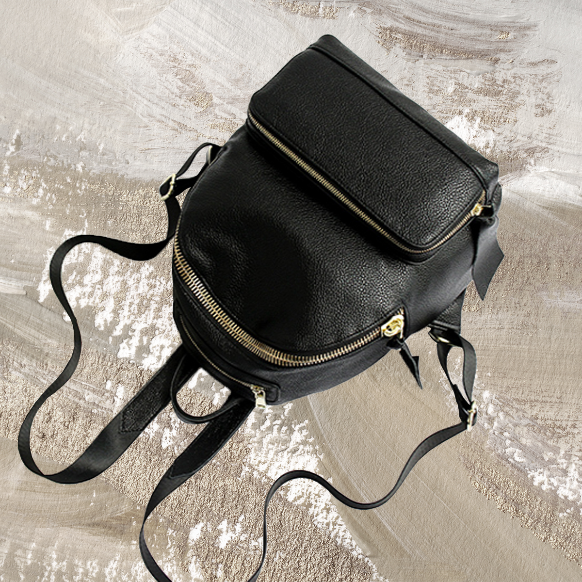 Women's backpack for travel Student bag with soft skin and lychee pattern