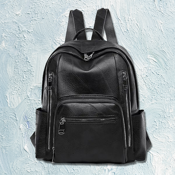 Women Vintage Soft Leather Large Capacity Backpack Multi-pocket Leather Student Backpack Travel Bag