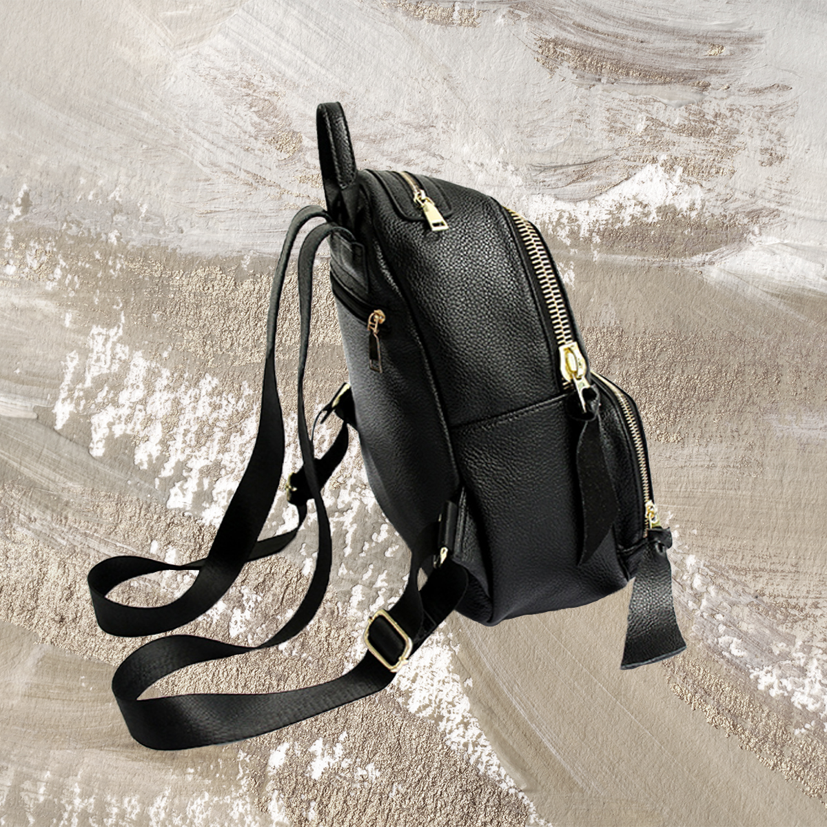 Women's backpack for travel Student bag with soft skin and lychee pattern