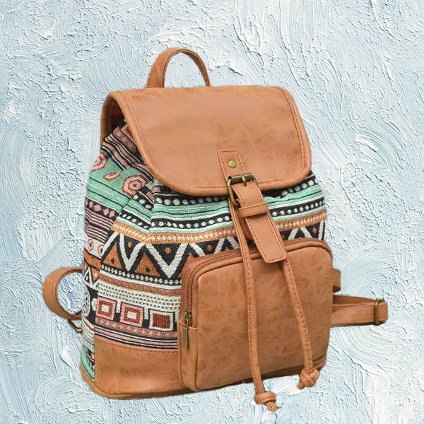 Canvas Tribal Backpack Drawstring Open Casual Daypack Girls School Bag
