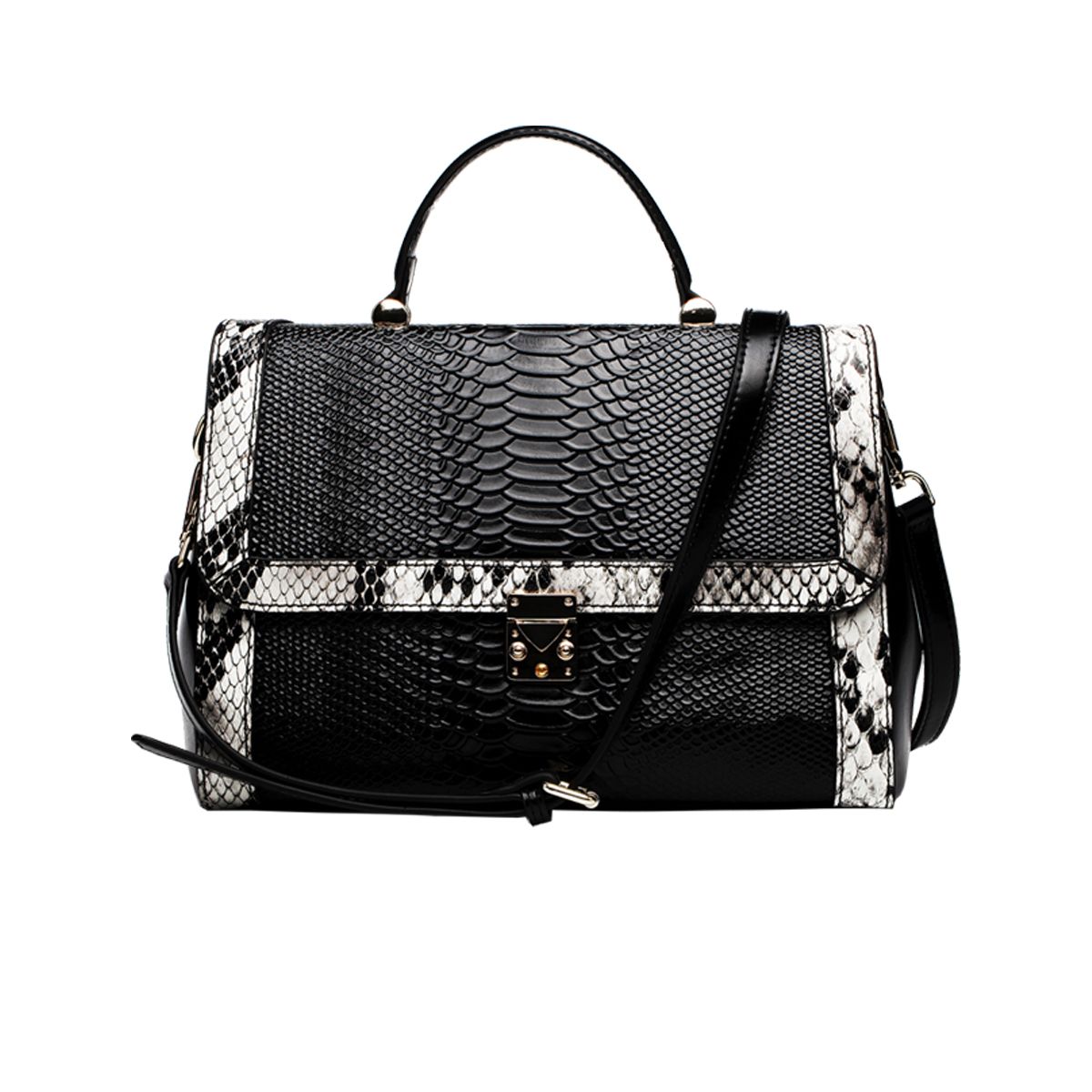 Crocodile pattern cowhide shoulder bag for women