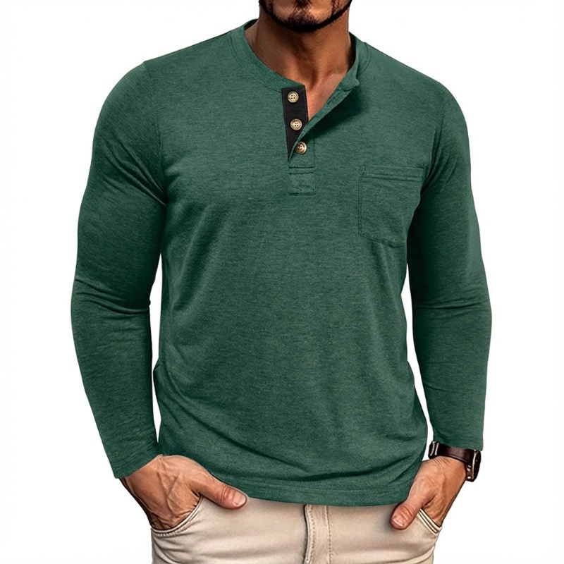 Men’s Casual Long Sleeve Henley T-Shirts