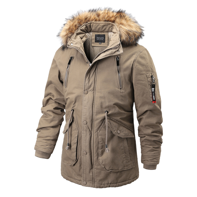 Men's Winter Outdoor Sherpa Lined Hooded Fishtail Parka Coat