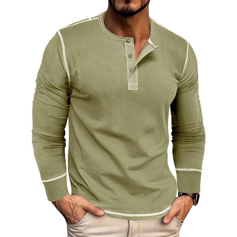 Men's Colorblock Long Sleeve Henley T-Shirt