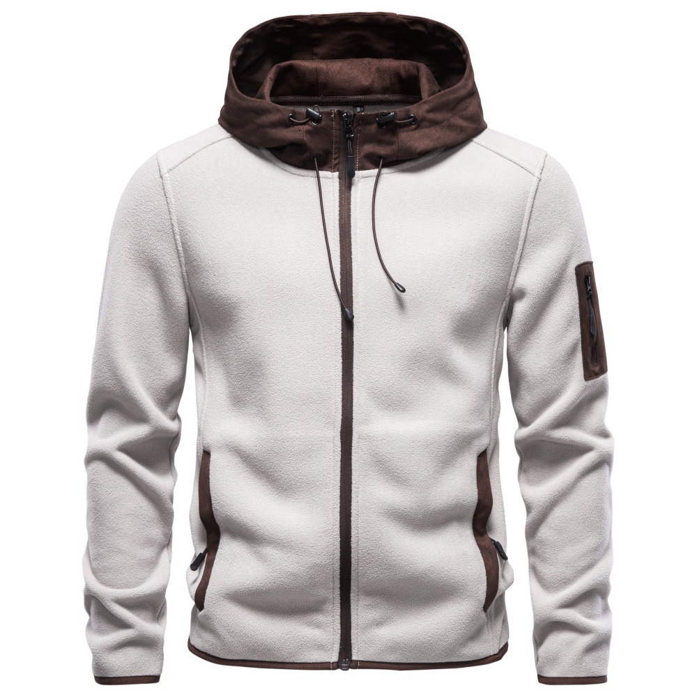 Men's Contrast-Trim Hooded Fleece Jacket