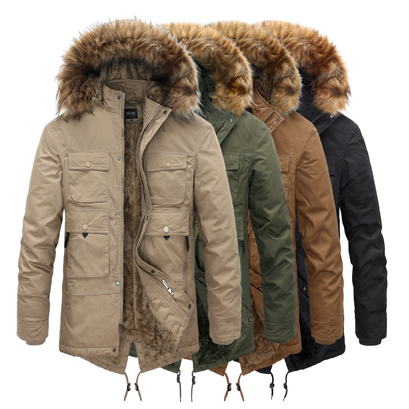 Men's Thick Warm Winter Parka Fleece Hooded Down Jacket