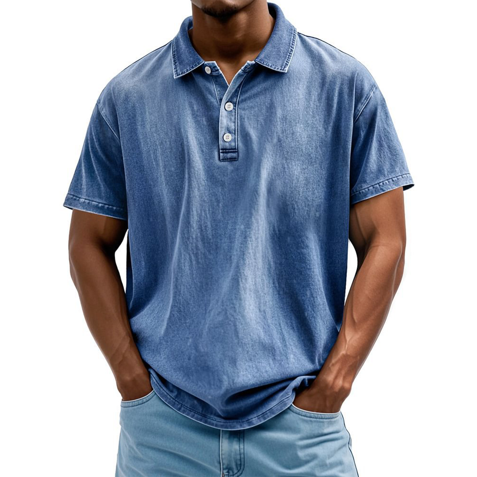 Men's Vintage Washed Cotton Short Sleeve Polo Shirt