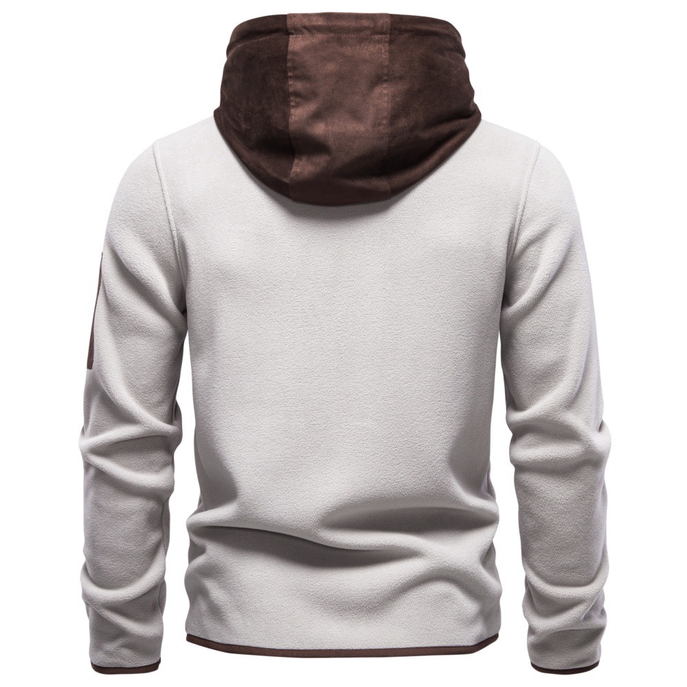 Men's Contrast-Trim Hooded Fleece Jacket
