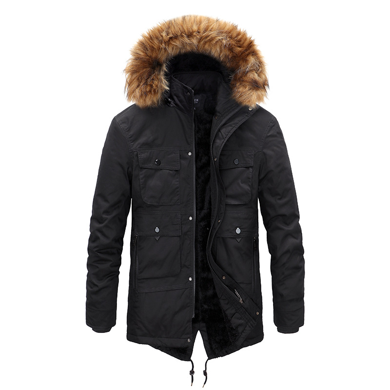 Men's Thick Warm Winter Parka Fleece Hooded Down Jacket