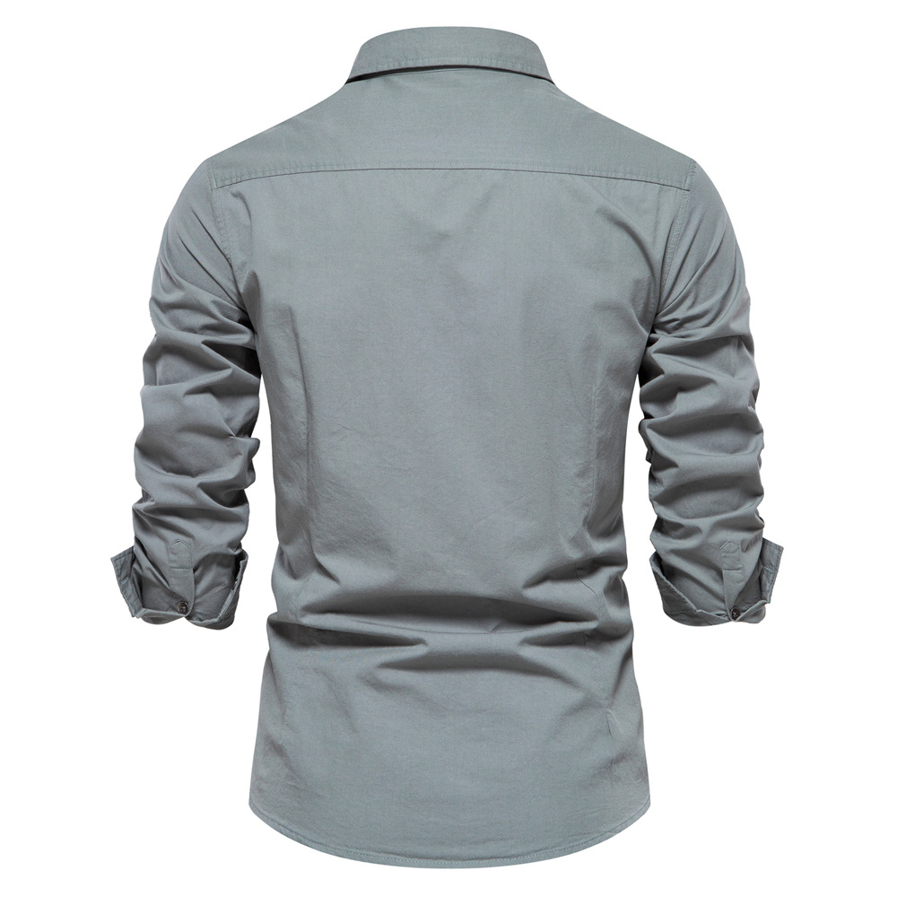 Men's Cotton Comfy Long Sleeve Lapel Shirt With Pocket