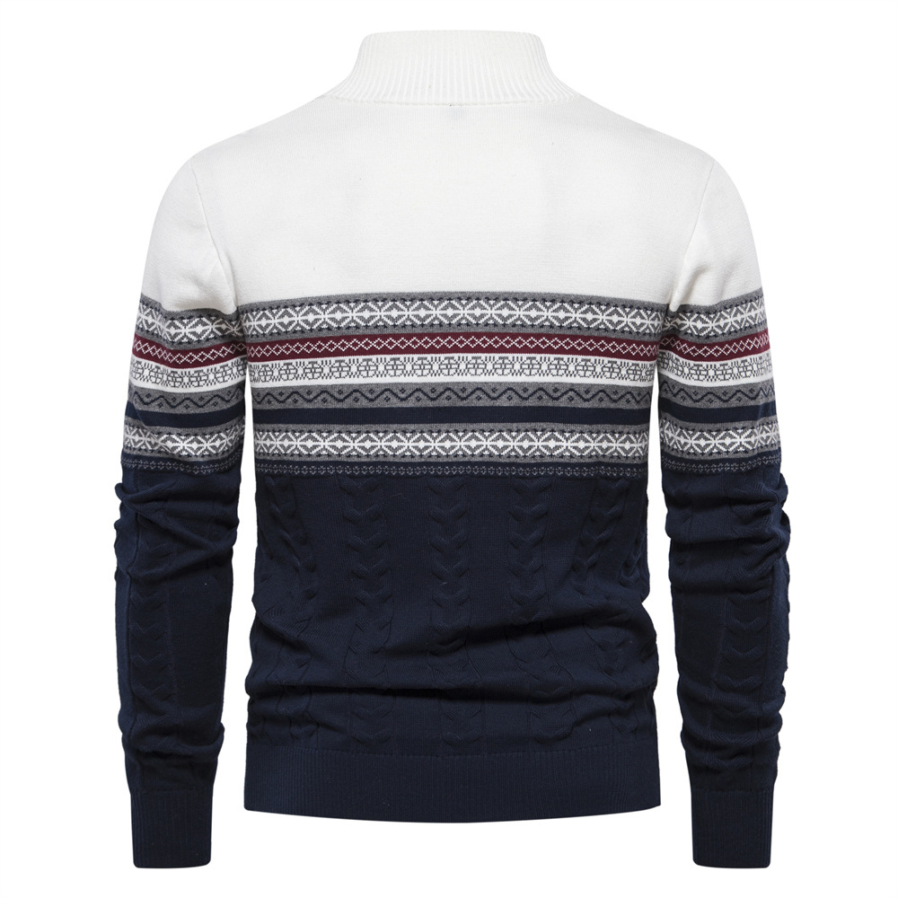 Men's Ethnic Patterns Casual Half-Zip Knit Sweater