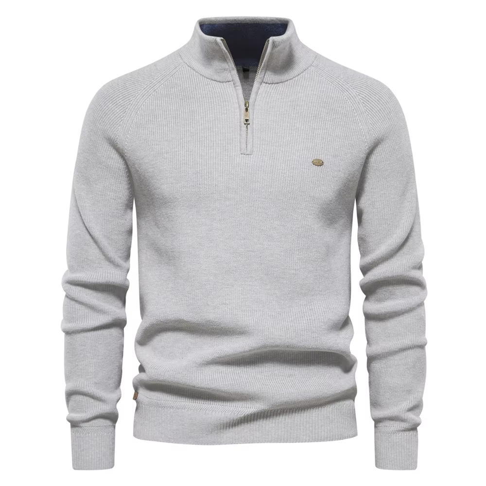 Men's Mock Neck Pullover Quarter Zipper Sweater