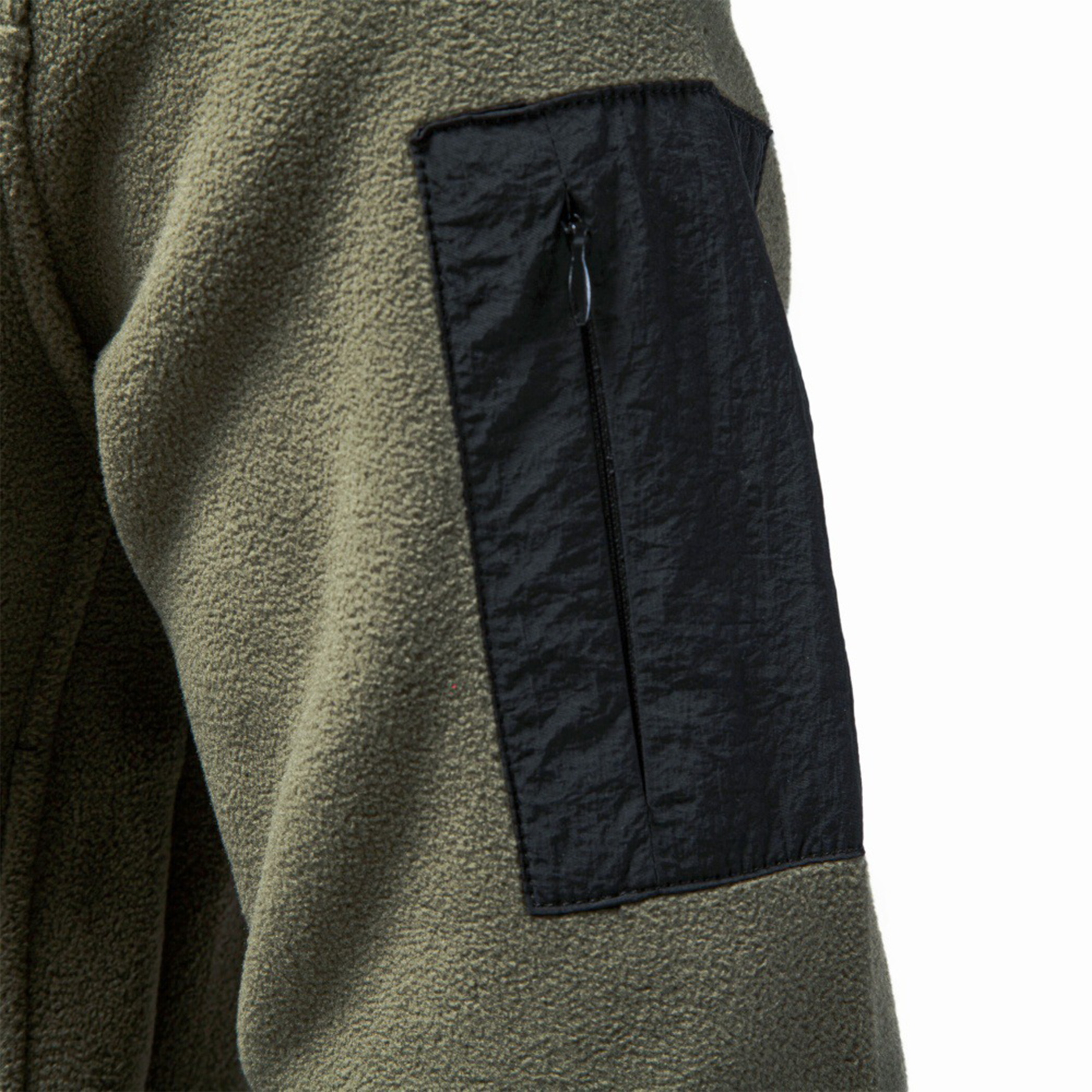 Men's Snap-Neck Fleece Pullover with Zippered Sleeve Pocket