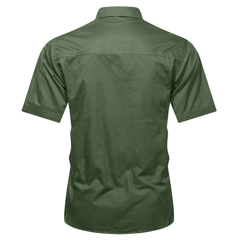 Men's Casual Short Sleeve Multi-pocket Cotton Cargo Shirt
