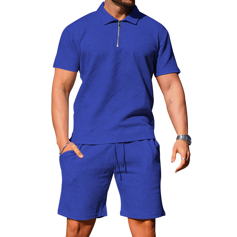 Men's Casual Textured Short Sleeve Two Piece Set