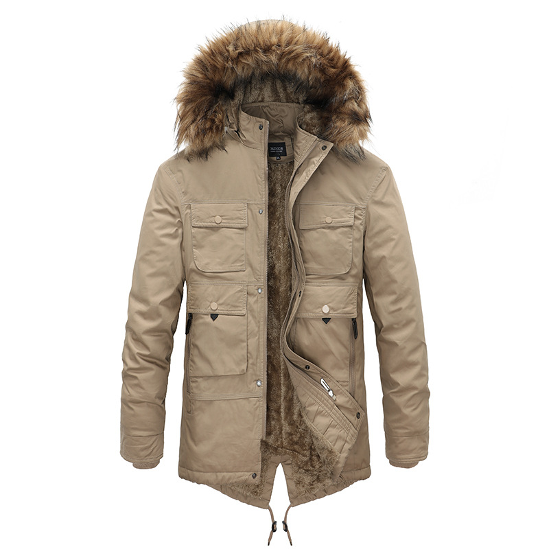 Men's Thick Warm Winter Parka Fleece Hooded Down Jacket