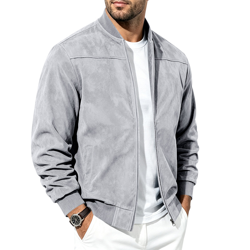 Men's Suede-Look Bomber Jacket