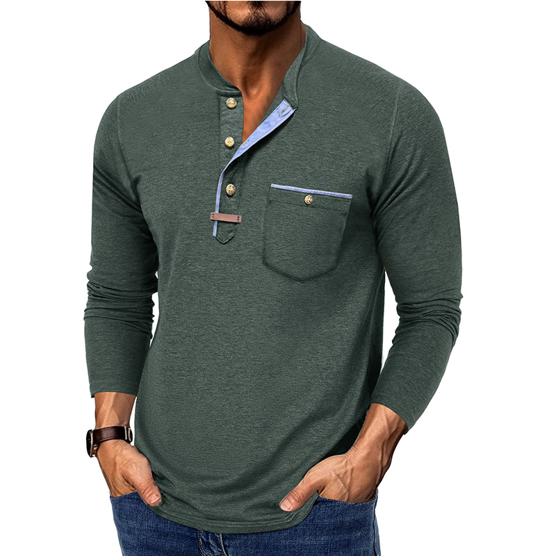 Men’s Colorblock Long Sleeve Henley Shirt