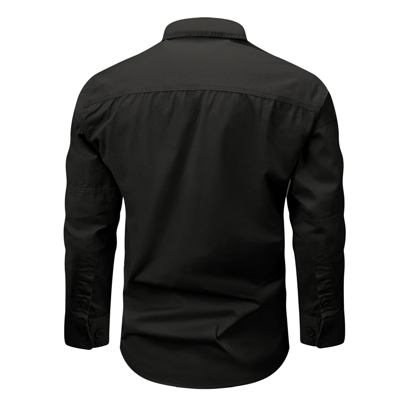 Men's Cargo Style Long Sleeve Lapel Shirt With Special Zipper Pocket