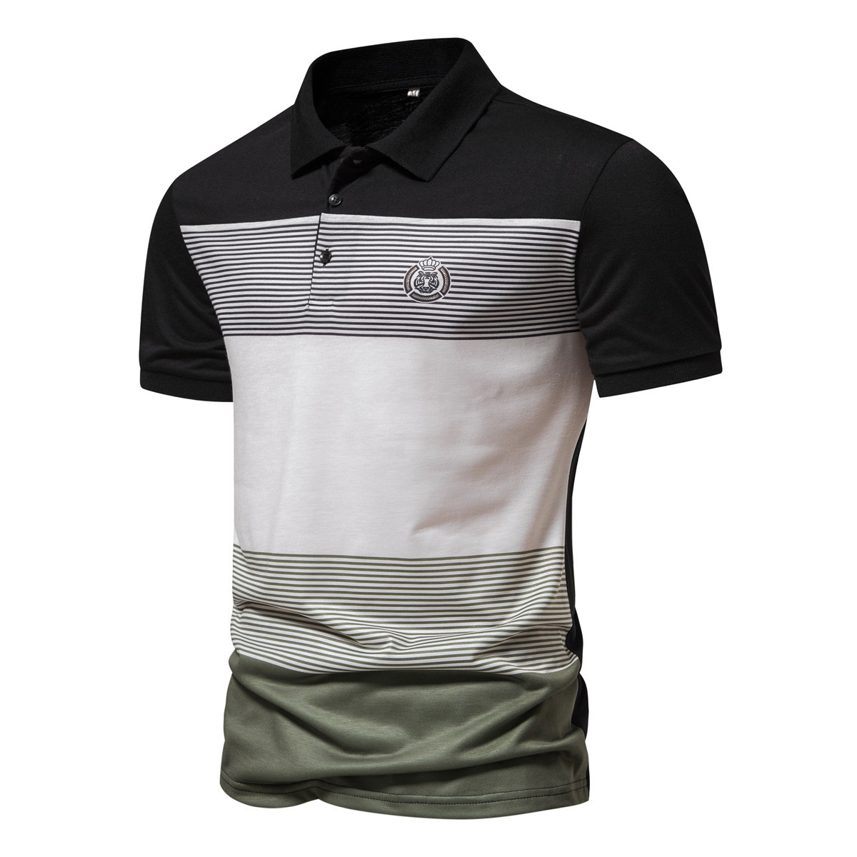 Men's Color Block Cotton Polo Shirt