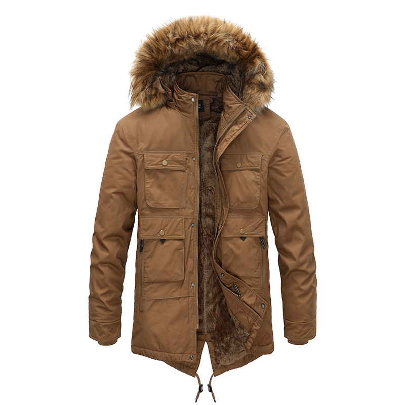Men's Thick Warm Winter Parka Fleece Hooded Down Jacket