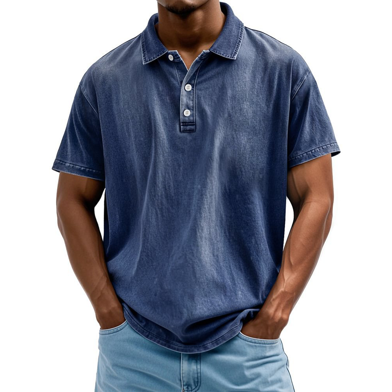 Men's Vintage Washed Cotton Short Sleeve Polo Shirt