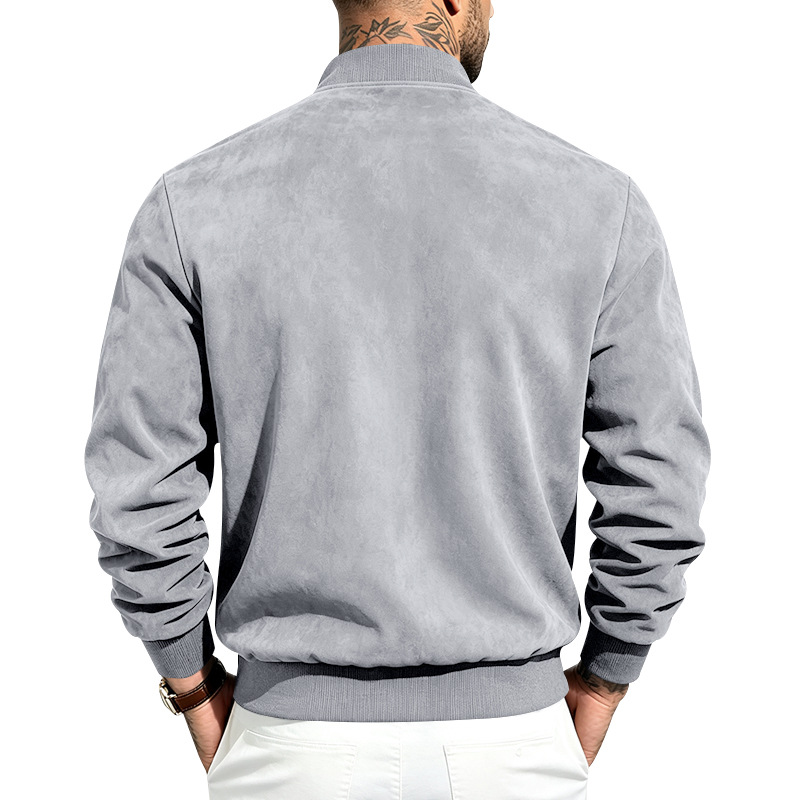 Men's Suede-Look Bomber Jacket
