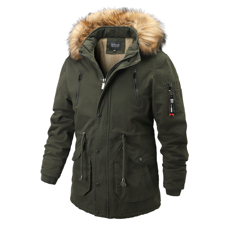 Men's Winter Outdoor Sherpa Lined Hooded Fishtail Parka Coat