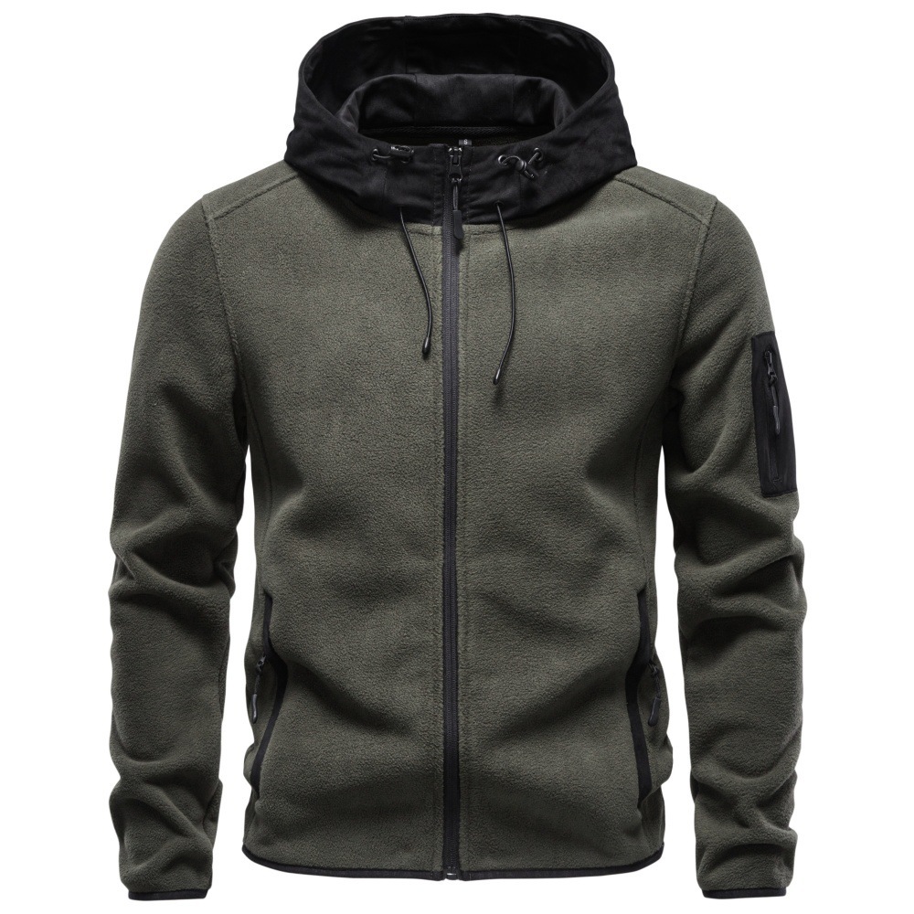Men's Contrast-Trim Hooded Fleece Jacket