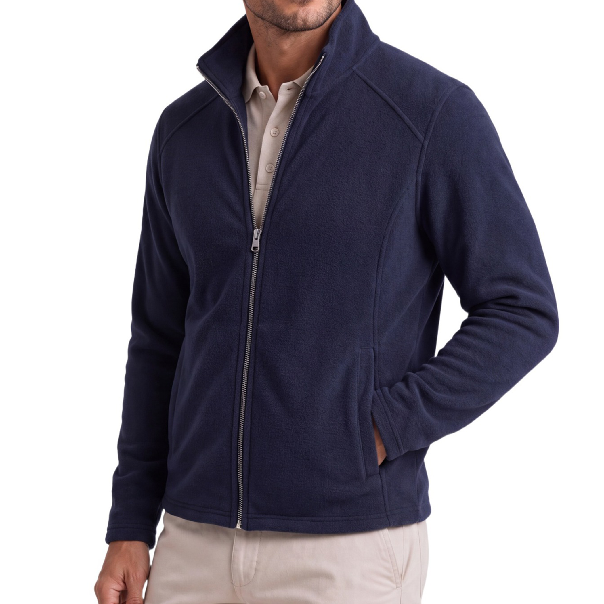 Men's Stand Collar Full-Zip Fleece Jacket