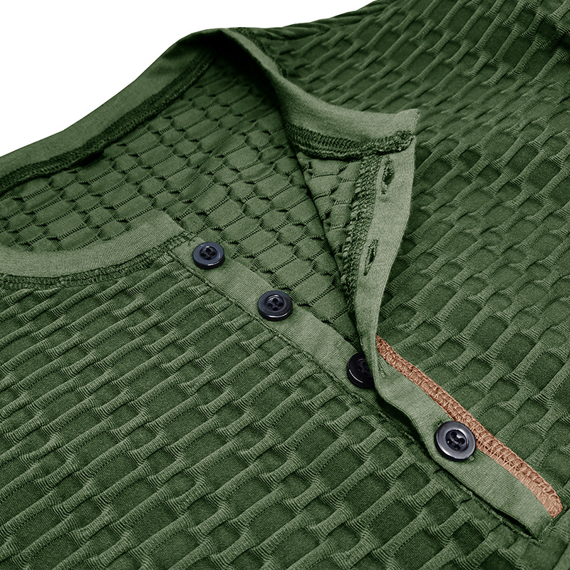 Men's Athletic Breathable Long Sleeve Henley T-shirt