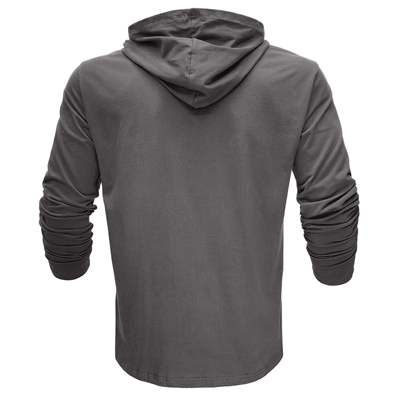 Men's Cotton Solid Color Long Sleeve Pullover Hoodie