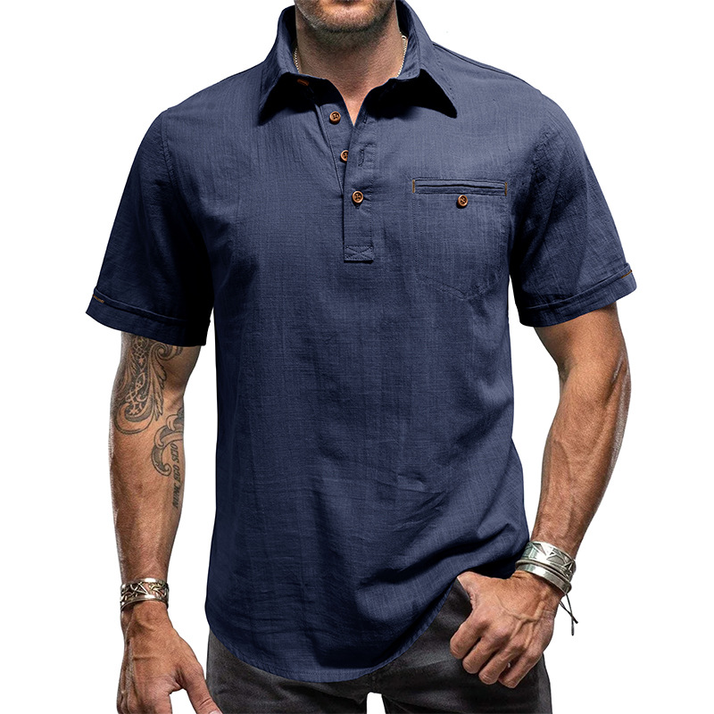 Men's Cotton Linen Short Sleeve Shirt