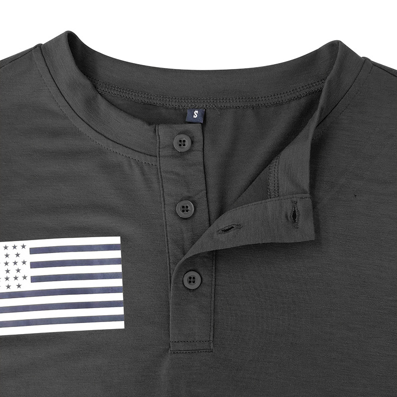 Men's Print Short Sleeve Henley T-Shirt