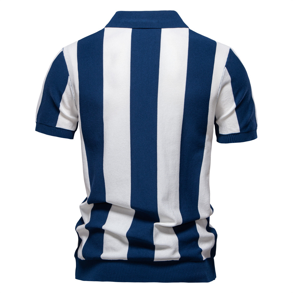 Men's Striped Knit Polo Shirt