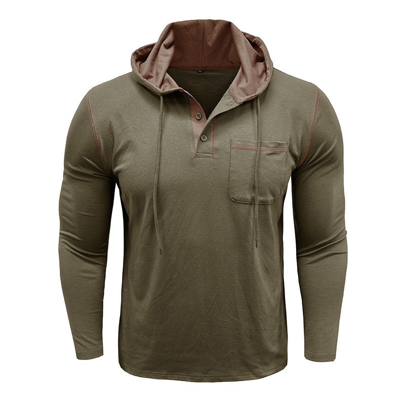 Men’s Hooded Henley Long Sleeve Shirt