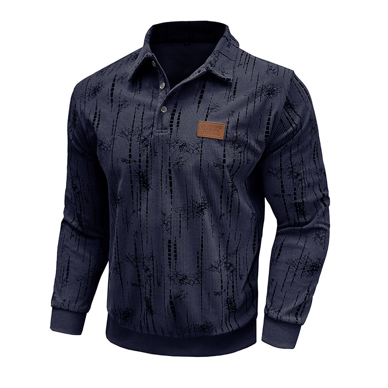 Men’s Textured Knit Polo Sweatshirt