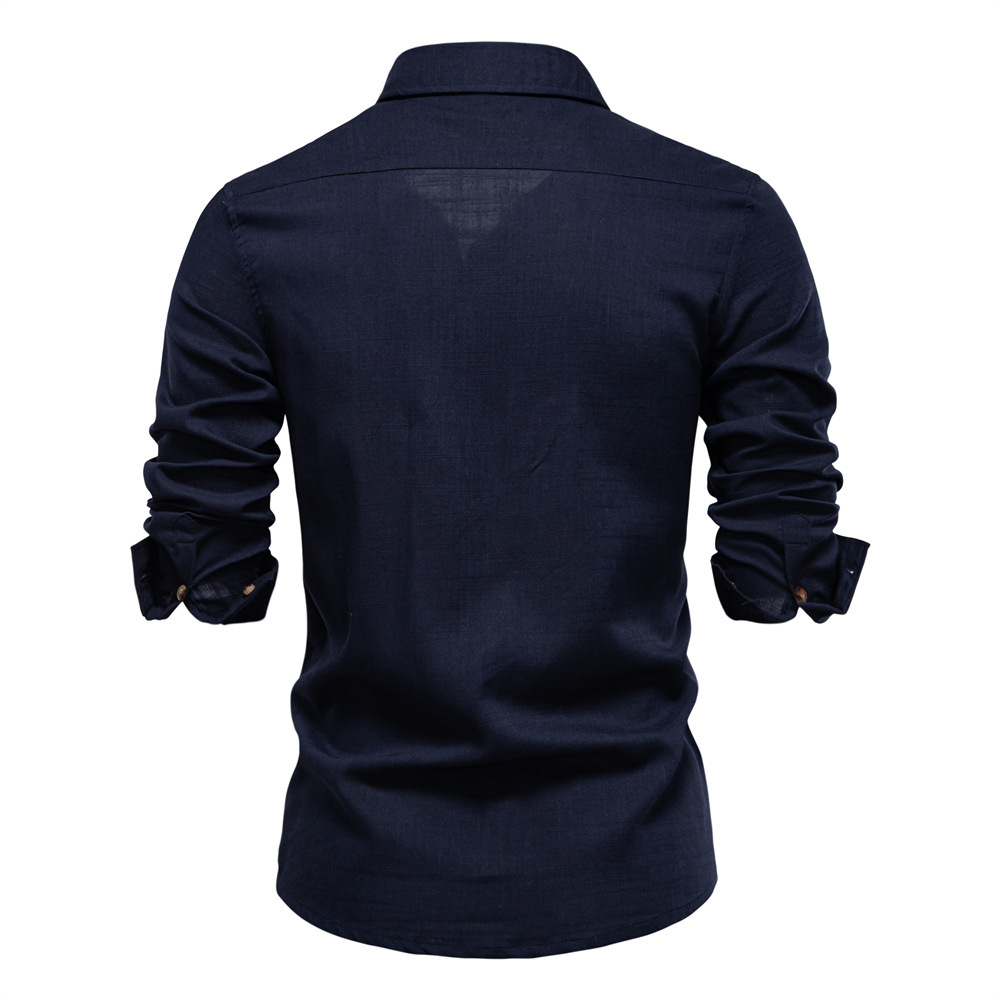 Men's Linen-Blend Pocket Long Sleeve Shirt