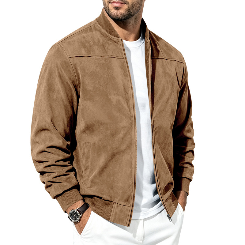 Men's Suede-Look Bomber Jacket