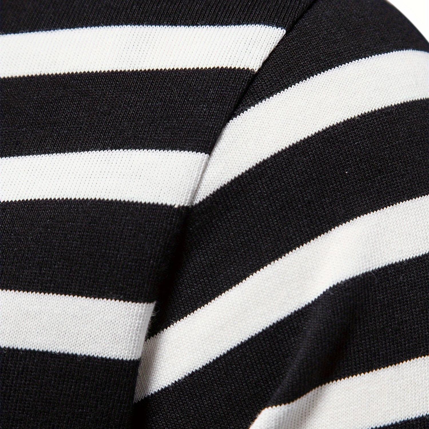 Men's Casual Comfy Stripe Print Long Sleeve Crew Neck T-shirt