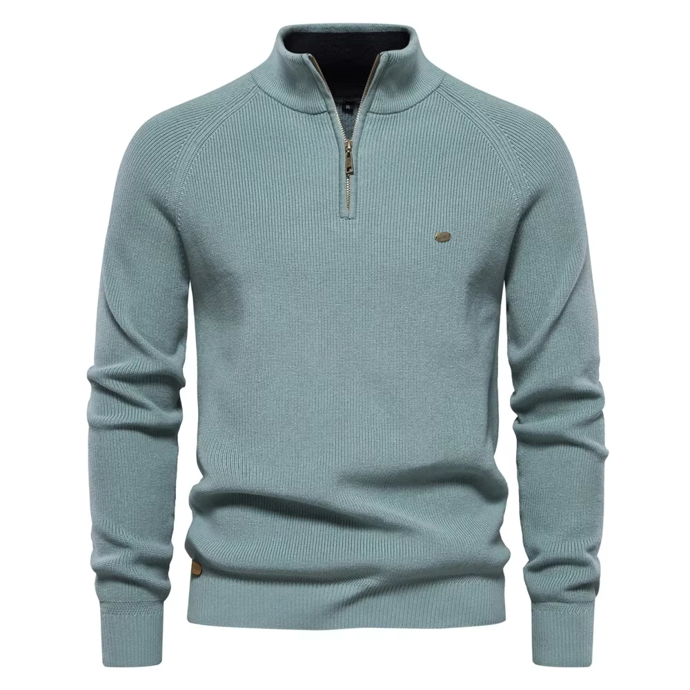 Men's Mock Neck Pullover Quarter Zipper Sweater