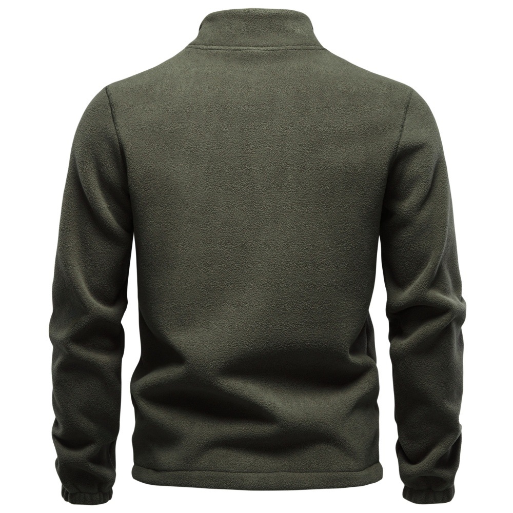Men's Stand Collar Full-Zip Fleece Jacket with Zip Pockets