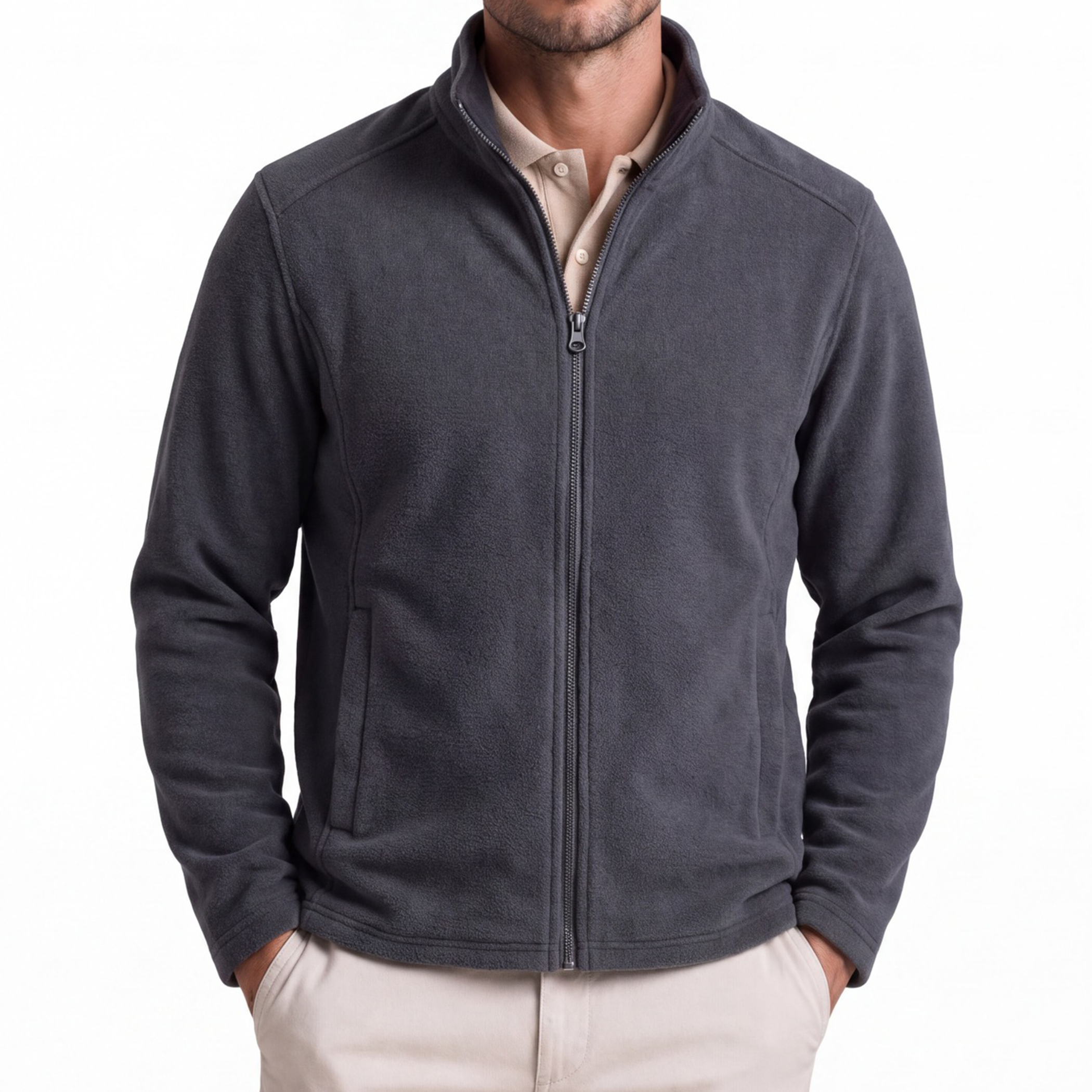 Men's Stand Collar Full-Zip Fleece Jacket