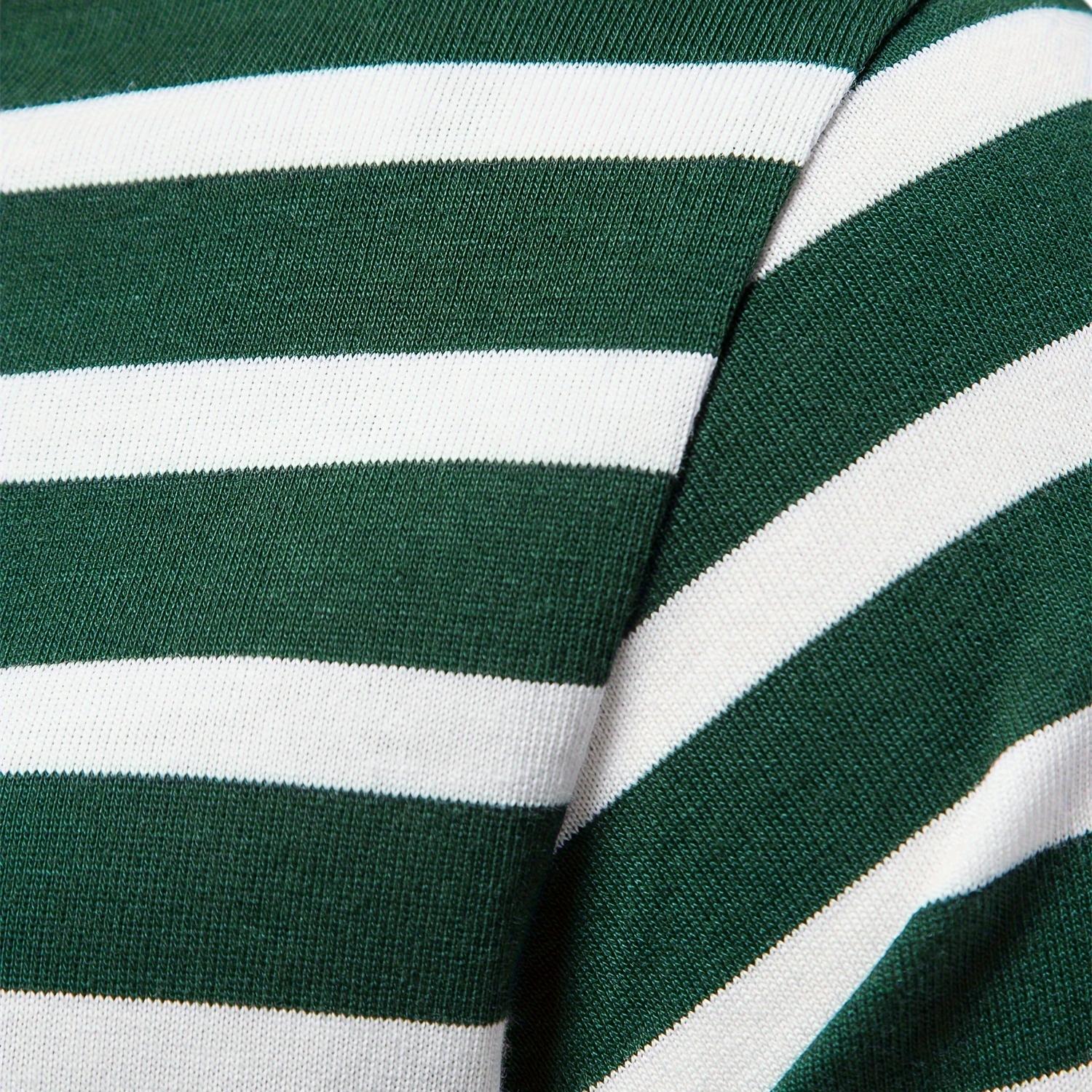 Men's Casual Comfy Stripe Print Long Sleeve Crew Neck T-shirt