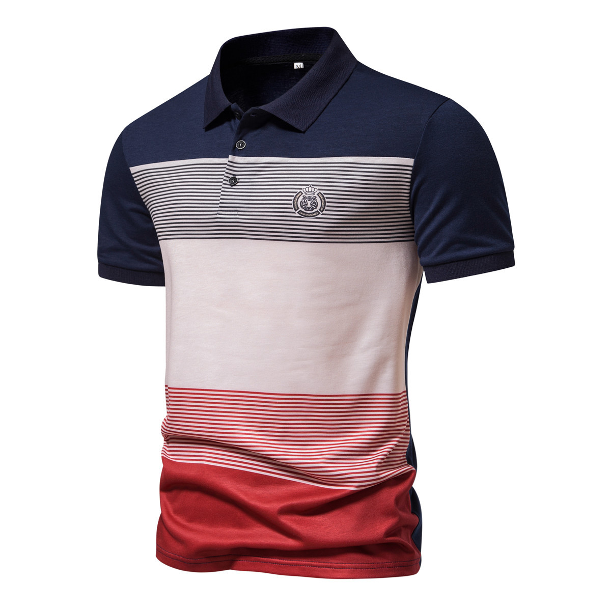 Men's Color Block Cotton Polo Shirt